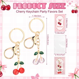 Sureio 30 Sets Cherry Keychain Party Favors gift Cherry Keyring Bulk Charm Accessories Souvenir for Women Girls Guests Baptism