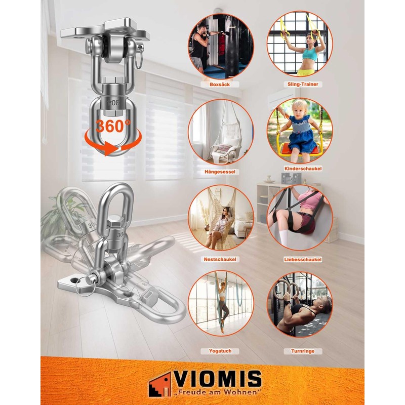 Viomis Stainless Steel Ceiling Hook 360° Rotatable - Universal for