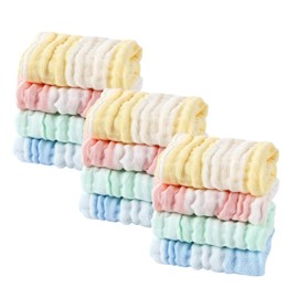 Cuadrados de Muselina para Bebé, Paquete de 12 Toallitas de Muselina, 100% Muselina de Algodón, Toallas de Cara de Bebé y Paños de Lavado para Baño,Apto para la Piel Sensible del Bebé,6 Capas,30*30 cm