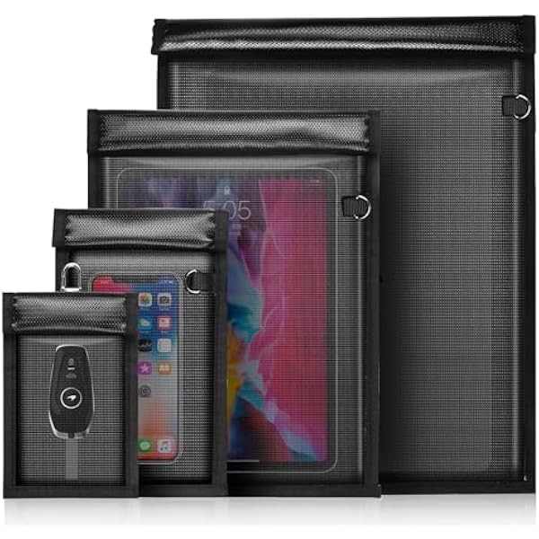 4 Pack Faraday Bags for Phones,Waterproof & Fireproof Document Bag