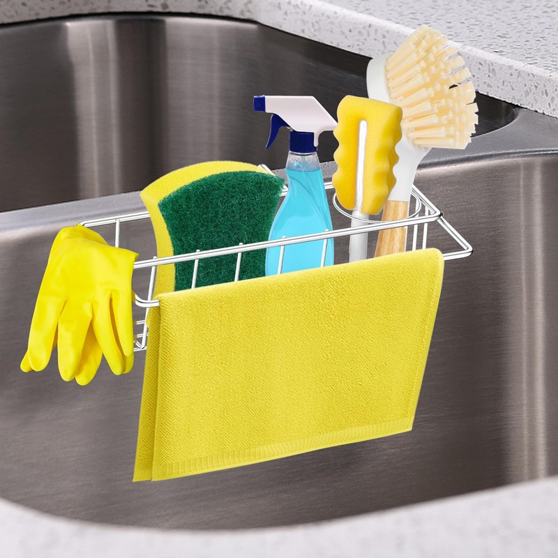 MINGOR-Style Sponge Holder for Kitchen Sink, Movable Hanging Sink Caddy