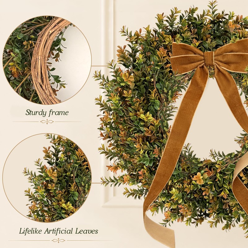 ICX 24-26'' Fall Boxwood Wreaths for Front Door Decor, Fall