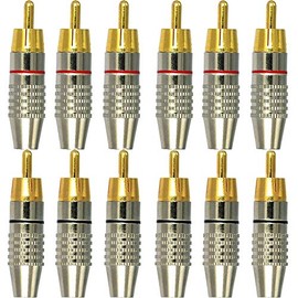 RUNCCI-YUN 12pcs RCA Male Plugï¼ RCA Panel Mount Connectors ï¼RCA Phono Chassis Panel Mount ï¼RCA Audio Video Adapter ï¼RCA Plug Solderless for Speaker Cable Multimedia and CCTV