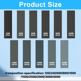 100 Pcs Wet and Dry Sandpaper Sheets, 120 To 5000 Grit Wet and Dry Paper, Assorted Sand Paper Sheets, Coarse Fine Sandpaper for Wood Walls Metal Furniture Car Sanding(9 x 3 cm), with Sanding Block