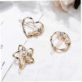Beavorty 3pcs Pearl Hairpins Hair Clips Hair Accessory Pearl Barrettes for Women Heart Star Shapes Elegant and Fashionable Random Style
