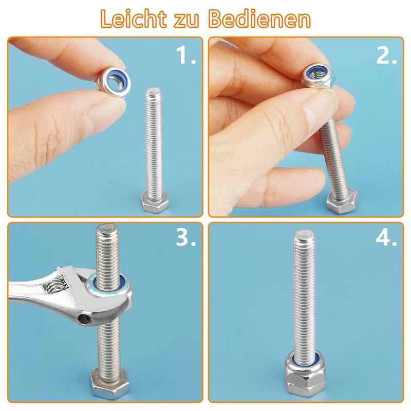 Hexagonal Nuts Set, Stainless Steel Nuts, Self-Locking Nuts, Locking Nuts,