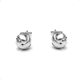 Agalea | Aretes tipo Broqueles de nudo entrelazado de plata ley .925 de 6 mm para mujer