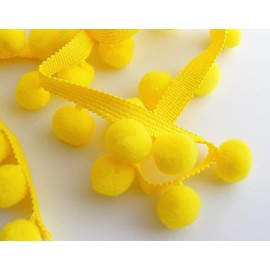 XL 2cm Pom Pom Bobble Trim Fringe Pompom Trimming Cushions Curtains Home Decor Sewing Craft Projects - Sold by The Metre - Yellow