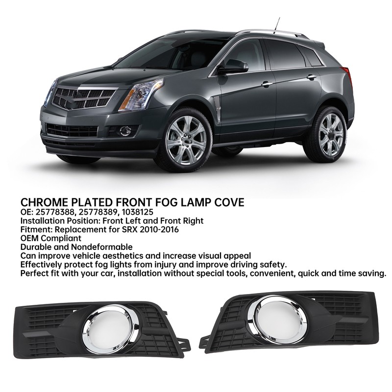 2pcs Front Fog Light Lamp Cover 25778388 Bezel Chrome Trim