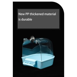 PlushPlumage Bird Bath Tub,Bird Bath for Cage,Leakproof Hanging Bathtub with Hooks,Clear Shower Box for Parakeet,Canary,Budgies,Parrot Accessories,Cleaning Pet Supplies