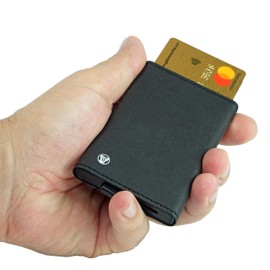 BORDERDOG - Click - Mini Slim Credit Card Holder with RFID Protection (Coin Compartment) Wallet Made of Environmentally Friendly Material, black, Modern