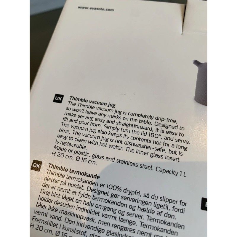 Eva Solo NEW EVA SOLO THIMBLE VACUUM JUG ~ Grey