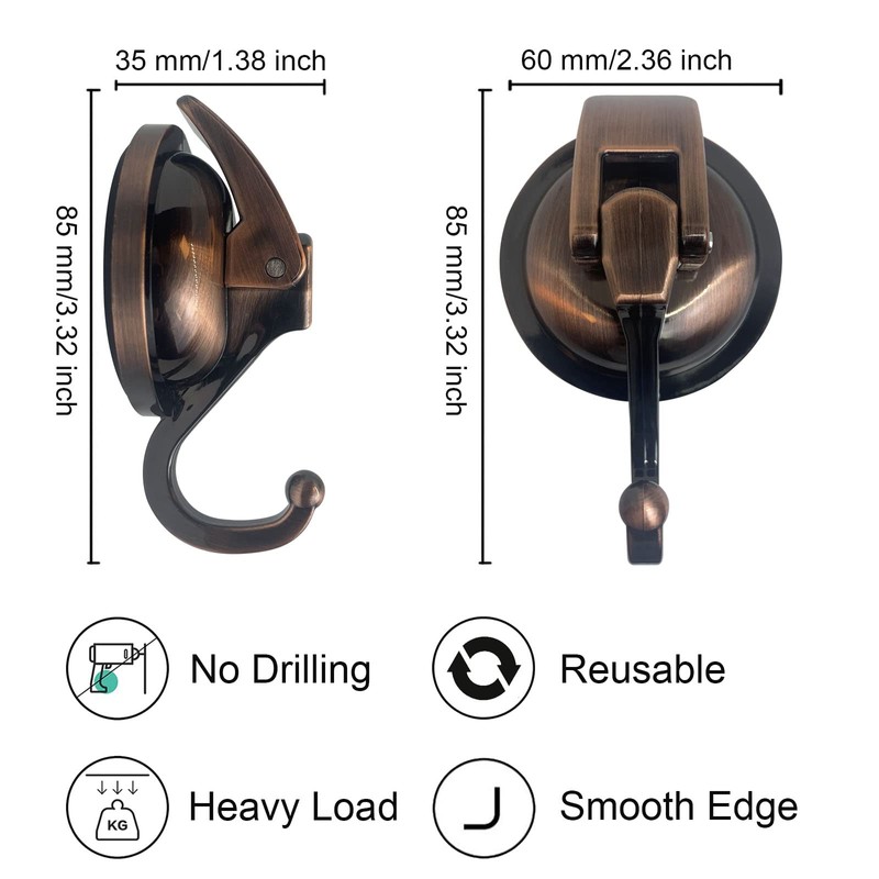 YSSILADI Heavy Duty Vacuum Suction Shower Hooks, Glass Suction Cup,