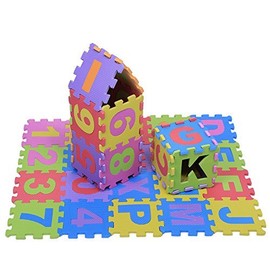 72Pcs EVA Foam Mats Kid's Puzzle Exercise Play Mat Numbers and Letters Square Floor Mat for Kids Playing Crawling 12 x 12cm / 4.7 x 4.7inch
