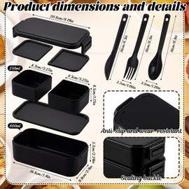 Domensi 4 Pcs Employee Appreciation Gifts Black Plastic Double Layer Bento Boxes Team Thank You Gifts Motivational Office Lunch Boxes Bulk for Employee Staff Coworker Nurses Teachers Volunteers Worker