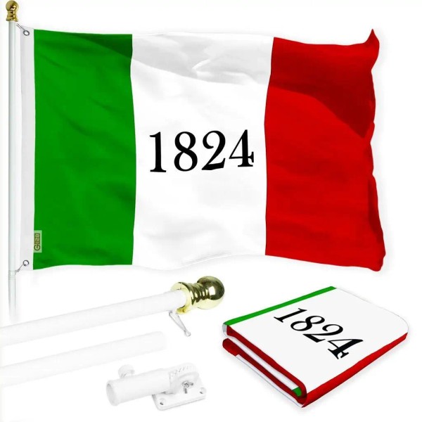 UD_G128 Combo Pack: 6 Ft Tangle Free Spinning Flagpole (White)