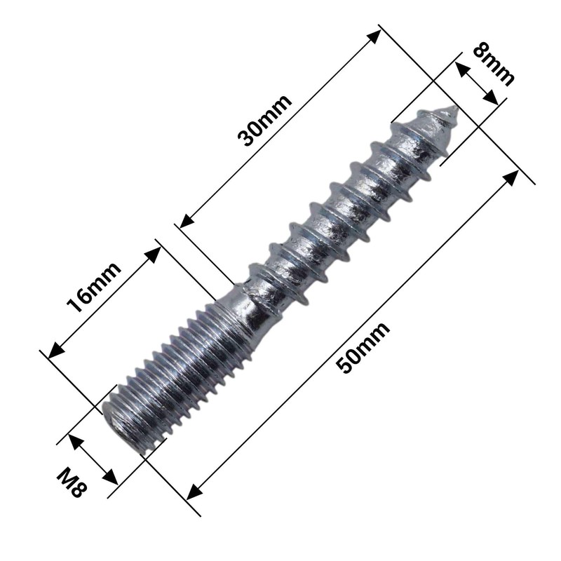 SKIR'CO (10 pcs) Hanger Bolts M8 x 50 mm, Double