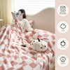 Grexenta Checkered Flannel Throw Blanket, Soft Cosy Checkerboard Grid Pattern