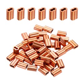 sourcing map Copper Duplex Oval Crimping Sleeve 1/16"(2mm) Cable Ferrule Crimping Loop Sleeve for Wire Rope Cable Fishing Line, Pack of 100