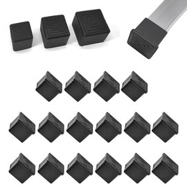 BOPOREAE 16 Pcs 1-3/4" x 1-3/4" Square Rubber Chair Leg Caps, PVC Table Leg Covers, Flexible & Anti-Slip Furniture Leg End Caps, Chair Leg Floor Protectors for Bar Stool Leg Patio Indoor, Black