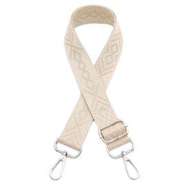 Whakano Adjustable Shoulder Strap for Bags, Unisex Replacement Bag Strap, Wide 3.8 cm, Plain Shoulder Strap, Length Adjustable 75-130 cm, Bag Straps for Changing, Bag Accessories, Silver Buckle, Beige