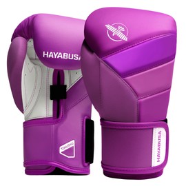 Hayabusa T3 Boxing Gloves for Men and Women Wrist and Knuckle Protection, Dual-X Hook and Loop Closure, Splinted Wrist Support, 5 Layer Foam Knuckle Padding - Neon Purple, 14oz