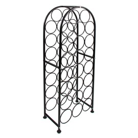 PAG 23 Bottles Arched Freestanding Floor Metal Wine Rack Wine Bottle Holders Stands, Black