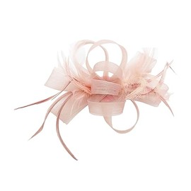 Finecy In New Women Ladies Fascinator Ribbon Flower Feather with Headband Clip Wedding Party Ascot Prom Day (Light Pink)