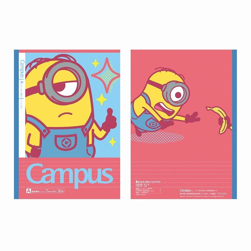 Showa Note 414520001 Minions Campus Notebook, Dotted Ruled, A-Ruled, Pack