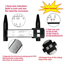 AIUITIO Wheel PCD Gauge, Rim Bolt Pattern Measuring Tool (Add New Sizes), PCD Ruler, Sliding Caliper for 4 5 6 8 Holes