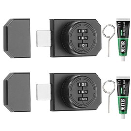 PATIKIL Combination Cabinet Lock, 3-Digit Password Cabinet Lock 2 Pcs Zinc Alloy Mechanical Keyless Adhesive Safety Door Latch with Glue for One Way Door Drawer Cupboard, Black