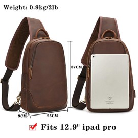 newsbirds Leather Shoulder Bag Men's Bags Sling Bag Crossbody Backpack Shoulder Bags Men for Travel Work Sports Daypack, 9452 Brown, Retro