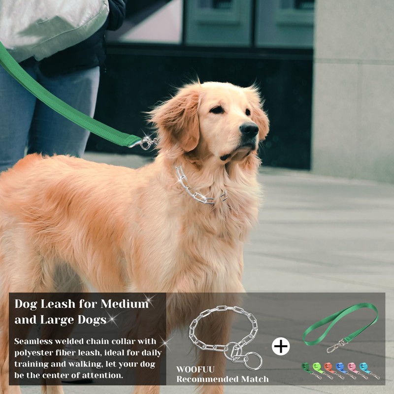 Woofuu Silver Dog Chain Collar,Heavy Duty Chew Proof Stainless Steel