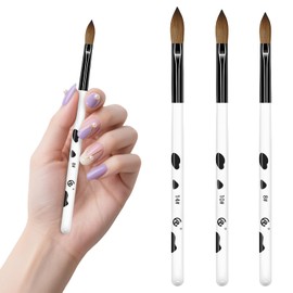 Flintronic 3PCS Acrylic Nail Brush, Nail Art Brushes Set, Size 8/10/14 Professional Brushes Pen, for Acrylic Application Acrylic Powder Nails Art Extension and 3D Nails Carving for DIY Home Salon