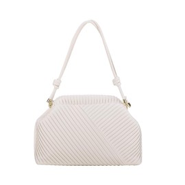 Qlarnaweer Women's Ruched Clutch Handbags PU Leather Evening Bag Mini Purse White