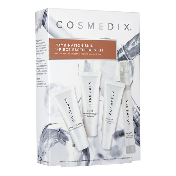 COSMEDIX Combination Skin Concern Travel Kit, Decongest & Balance, Helps Exfoliate & Hydrate, Oily & Blemish-Prone Skin, Cruelty & Gluten Free