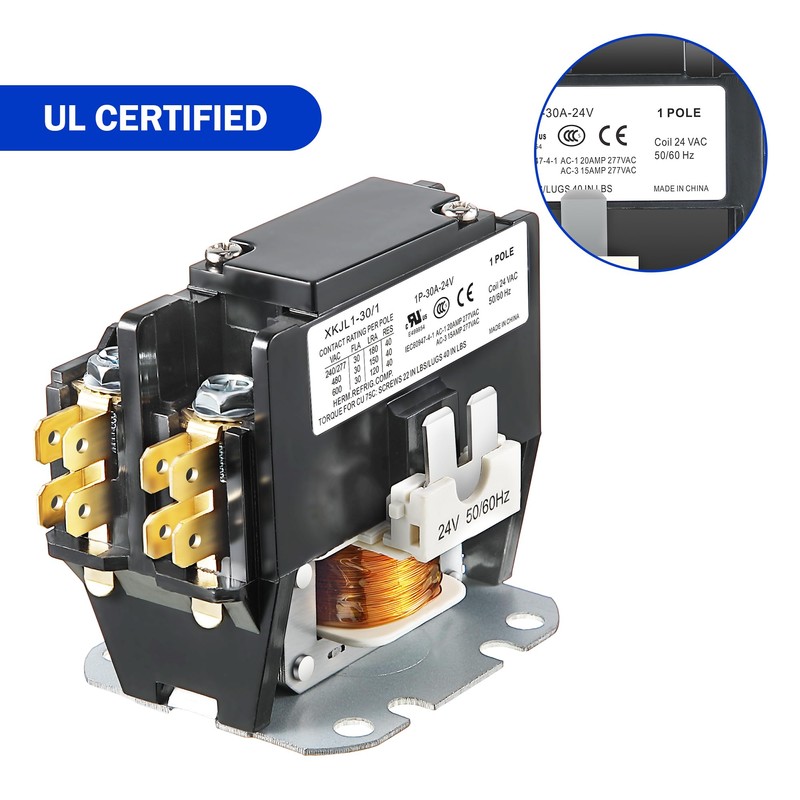 Dreyoo Carrier HVAC Motor Contactor, 24V 30 A Coil 1