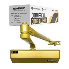 JELOSTONE Medium/Heavy Duty, Commercial Door Closer D4000, ANSI Grade 1, UL 3 Hour Fire Rated, ADA Compliant, Adjustable Spring Size 1-6 for Doors (44-330lb, 30-60 in), Indoor/Outdoor (Gold)