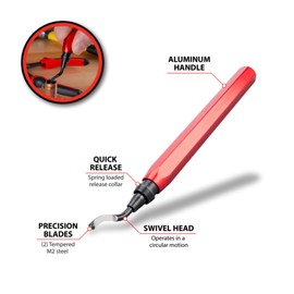 Performance Tool W2960 Pipe Reamer and Deburring Tool for Metal, PVC, and Conduit with Swivel Head and Quick Release Blade Change