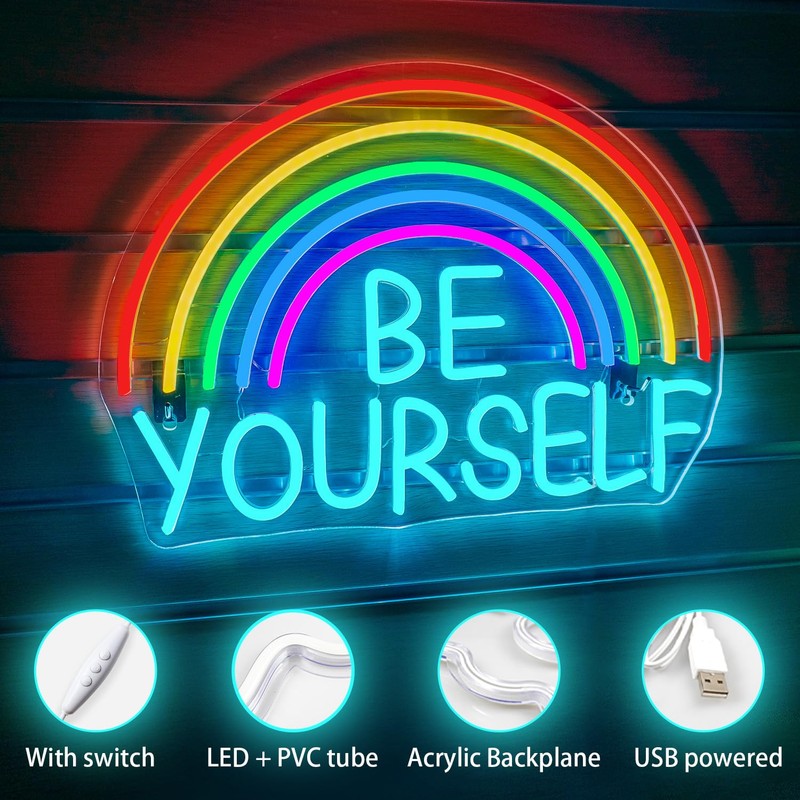 Horseneon Be Yourself Neon Light Sign Rainbow Neon Sign