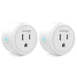 GHome Smart Mini Plug Compatible with Alexa and Google Home, WiFi Outlet Socket Remote Control with Timer Function, Only Supports 2.4GHz Network, No Hub Required, ETL FCC Listed (2 Pack), White