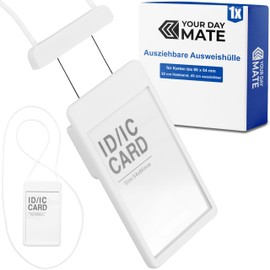 ID Card Holder with Retractable Strap 1 Set White Transparent Window 45cm Expandable Key Roll for ID Cards up to 86 x 54mm Protection Cover ID Badge from Dirt Moisture