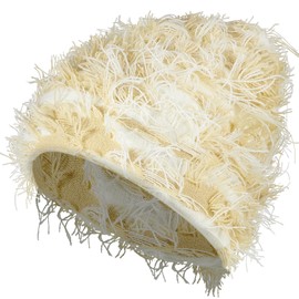 Chuarry Distressed Knitted Beanie Fuzzy Winter Hats Thick Warm Beanies Snow Hats Skull for Women Men Outdoor Ski Knit Cap(Adult,Assorted Beige)