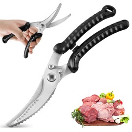 Poultry Shears Kitchen Scissors Heavy Duty Meat Scissors Kitchen Shears with Anti-Slip Handle & Safety Lock Rustproof Kitchen Bone Scissors Cooking Scissors for Chicken Fish Seafood Vegetable Herb