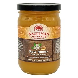 Kauffman Orchards Raw Orange Blossom Honey, Unheated and Unfiltered, 17 Ounce Jar
