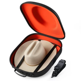 Ozueccr Cowboy Hat Travel Case – Crushproof Carrier for Cowboy, Panama & Tweed Hats with Carrying Handle, Shoulder and Luggage Strap, For Travel and At-Home Storage (Large)
