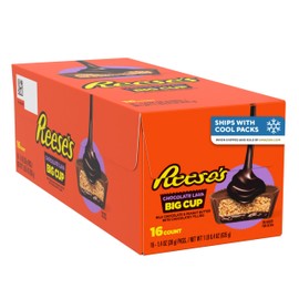 REESE'S Big Cup Chocolate Lava Milk Chocolate Peanut Butter Cups, Candy Packs, 1.4 oz (16 Count)