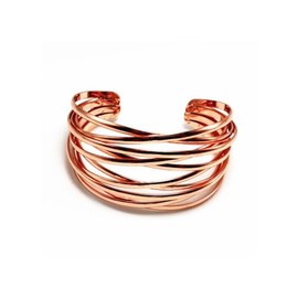 Hilufiet Chunky Cuff Bracelet Gold/Silvery/Rose Line Web Wrist Cuff Bangle Bracelet Fashion Costume Bracelet for Women-Rose