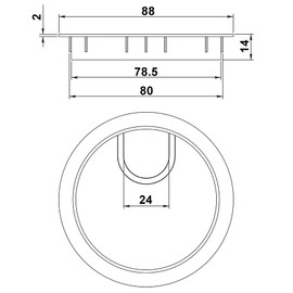 LIKERAINY Cable grommet, round diameter 80 mm, with brush seal made of metal, chrome-plated for inserting to the desk, cable organisation for furniture, cable passage, silver, pack of 4
