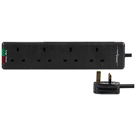 Extension Lead Four Gang Surge 5M BLK, Power Outlet Strips with Surge Protection Electrical, Qty X 1